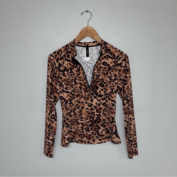 Nip Tuck Swim Rash Guard Top Women's Size 4 US Leopard‎ Print Long Sleeve Swim - Picture 5 of 10